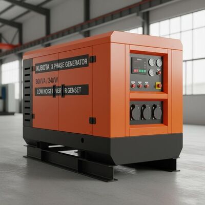 Hoogwaardige omvormergenerator KUBOTA 3-fasegeneratoren 30kva 24kw Silent Genset dieselgenerator Silentcanopy en laag geluid